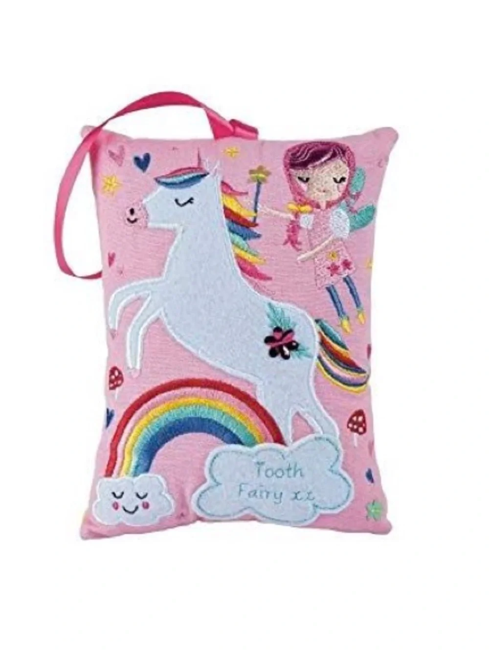 🦄Floss & Rock🧚 Pink Unicorn Tooth Fairy Pillow. Kids